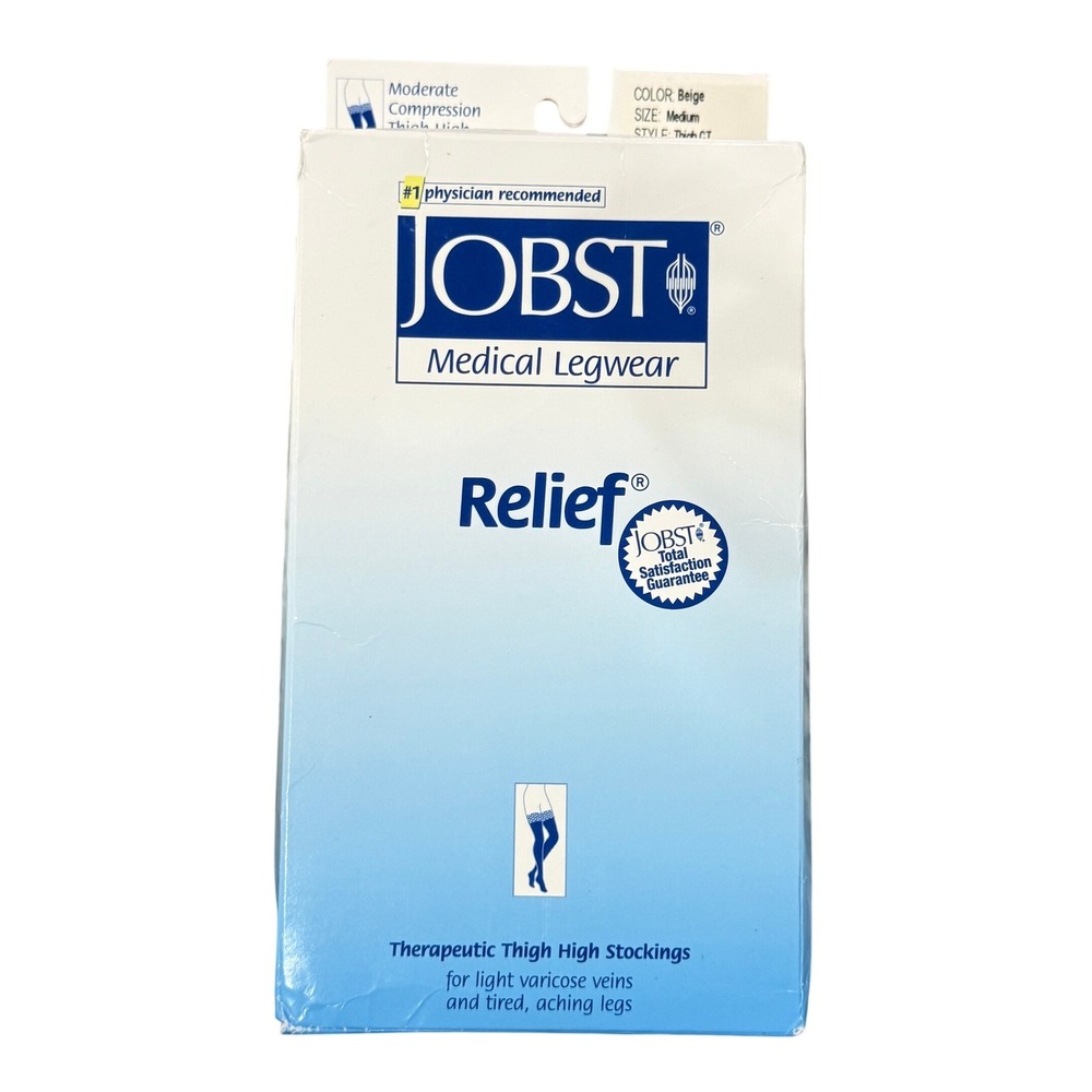 Jobst Relief Moderate Compression Thigh High Stockings Beige Medium 15-20 mmHg